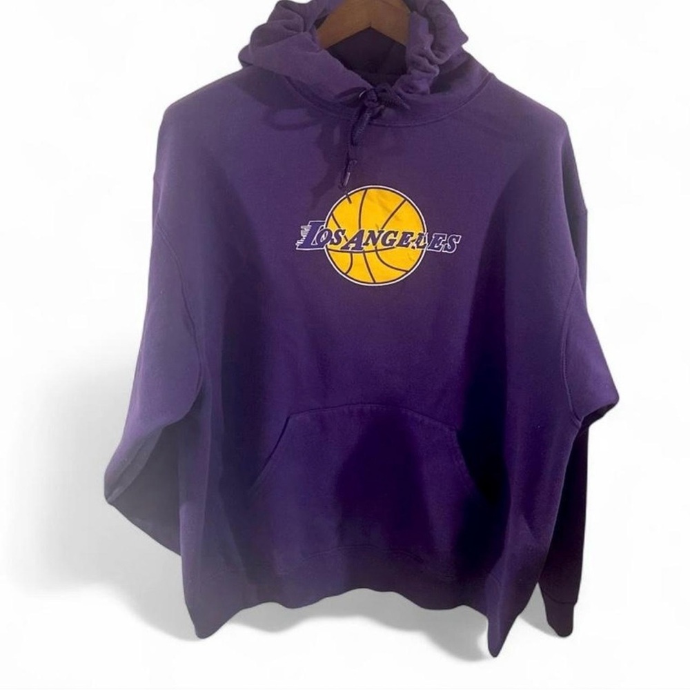 VTG Retro NBA Los Angeles Lakers Purple Graphic Hoodie Sweatshirt Size XL - Picture 3 of 6